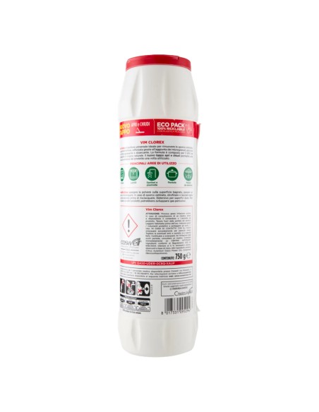 vim clorex detergente in polvere per superfici - 750g: tuttocasashop.it: pulizia e cura della casa