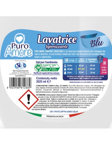 puro amore detersivo liquido lavatrice 45 lavaggi 2025ml - igienizzante blu: tuttocasashop.it: prodotti per bucato e tessuti