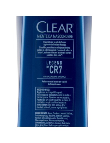 clear shampoo antiforfora 225ml - nutriente legend by cr7 cristiano ronaldo: tuttocasashop.it: igiene e cura della persona