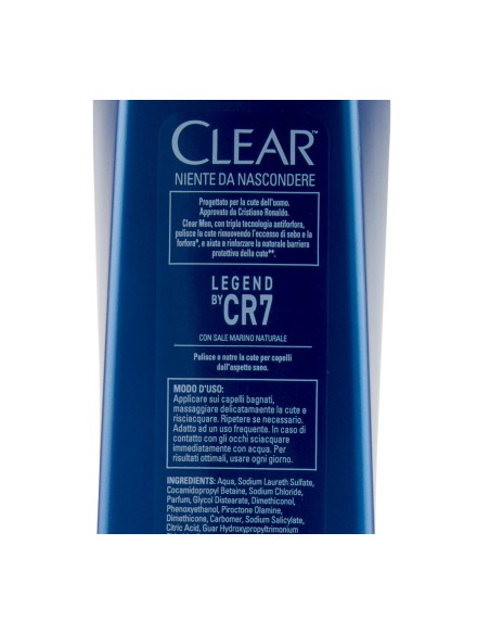 clear shampoo antiforfora 225ml - nutriente legend by cr7 cristiano ronaldo: tuttocasashop.it: igiene e cura della persona
