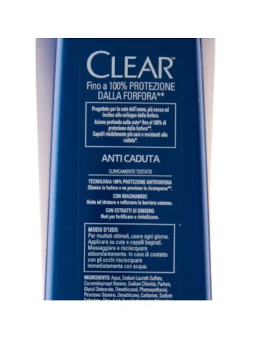 clear shampoo antiforfora 225ml - anti caduta rinforzante per capelli deboli: tuttocasashop.it: igiene e cura della persona