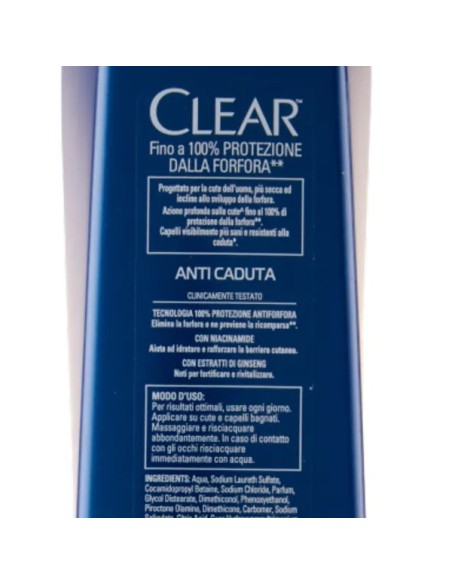 clear shampoo antiforfora 225ml - anti caduta rinforzante per capelli deboli: tuttocasashop.it: igiene e cura della persona