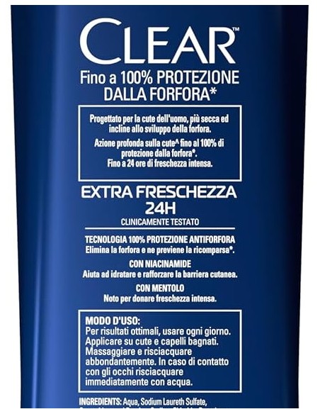 clear shampoo antiforfora 225ml - extra freschezza 24h: tuttocasashop.it: igiene e cura della persona