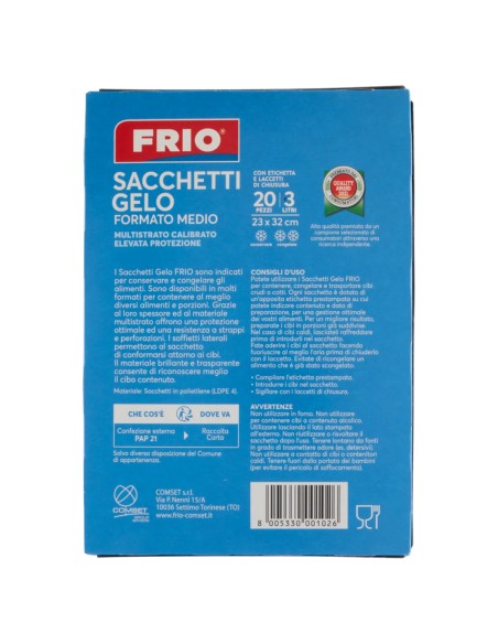 frio sacchi gelo formato medio - 3 litri - 23x32cm - 20 pezzi: tuttocasashop.it: carta & monouso