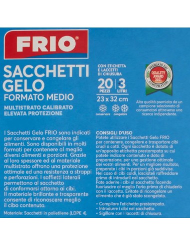 frio sacchi gelo formato medio - 3 litri - 23x32cm - 20 pezzi: tuttocasashop.it: carta & monouso