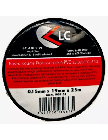 lc nastro isolante in pvc 19mm x 25 metri - nero - per isolamento elettrico: tuttocasashop.it: altro - bazar