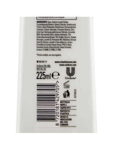 clear shampoo antiforfora - 225ml - sport - idratazione quotidiana: tuttocasashop.it: igiene e cura della persona