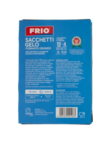 frio sacchi gelo formato grande - 4 litri - 29x42cm - 15 pezzi: tuttocasashop.it: carta & monouso