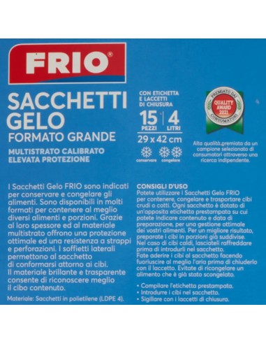 frio sacchi gelo formato grande - 4 litri - 29x42cm - 15 pezzi: tuttocasashop.it: carta & monouso