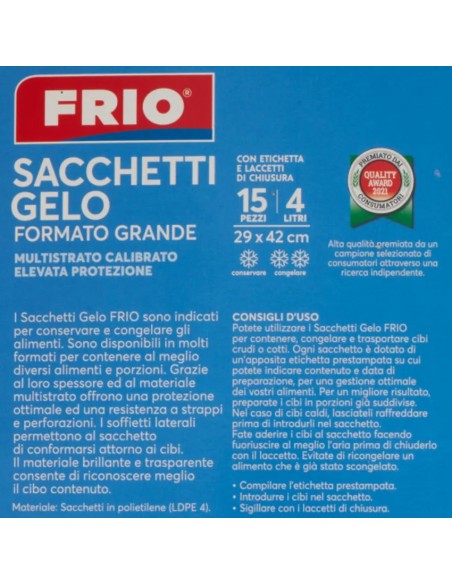frio sacchi gelo formato grande - 4 litri - 29x42cm - 15 pezzi: tuttocasashop.it: carta & monouso