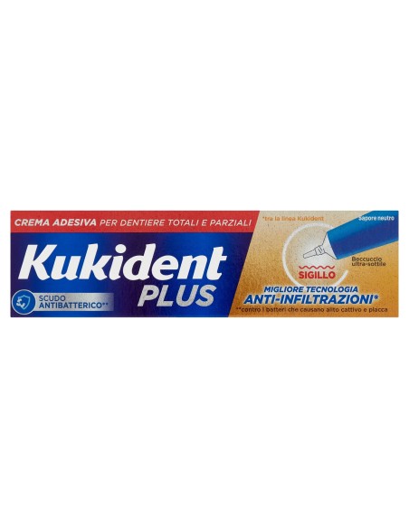 kukident plus crema adesiva - 35g - sigillo antibatterico anti-infiltrazioni: tuttocasashop.it: igiene e cura della persona