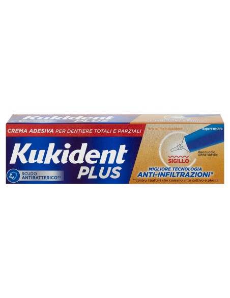 kukident plus crema adesiva - 35g - sigillo antibatterico anti-infiltrazioni: tuttocasashop.it: igiene e cura della persona