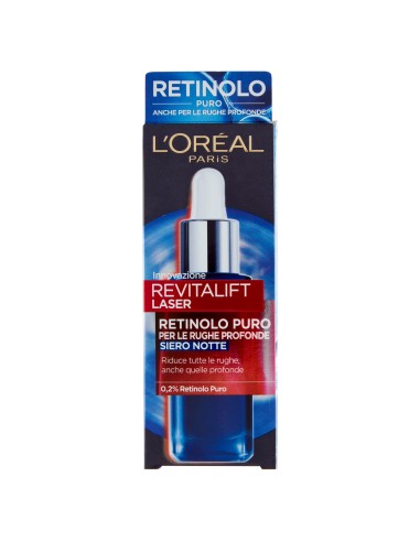 l'oreal revitalift laser retinolo puro 0.2 siero notte anti-rughe - 30ml: tuttocasashop.it: igiene e cura della persona