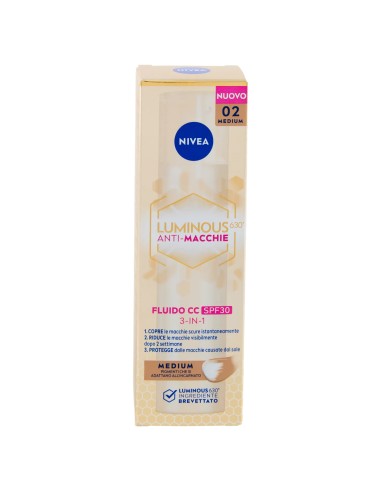 nivea luminous 630 anti-macchie fluido cc spf30 3in1 - 02 medium - 40ml: tuttocasashop.it: igiene e cura della persona