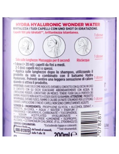 elvive wonder water hydra hyaluronic 8 secondi - 200ml - balsamo lamellare: tuttocasashop.it: igiene e cura della persona