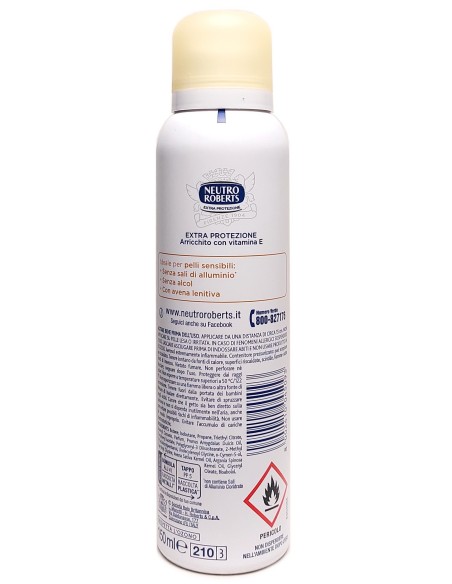 neutro roberts deodorante spray 150ml - pelle sensibile - con avena lenitiva: tuttocasashop.it: igiene e cura della persona