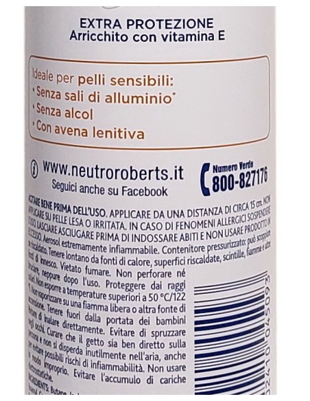 neutro roberts deodorante spray 150ml - pelle sensibile - con avena lenitiva: tuttocasashop.it: igiene e cura della persona