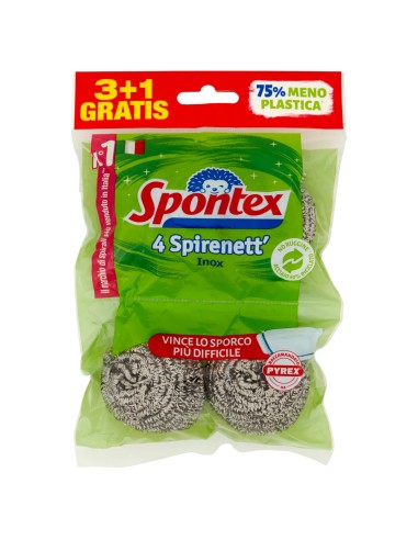 spontex spirenett spugne metalliche inox 4pz - pagliette abrasive: tuttocasashop.it: pulizia e cura della casa