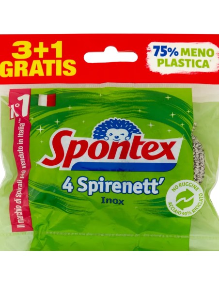 spontex spirenett spugne metalliche inox 4pz - pagliette abrasive: tuttocasashop.it: pulizia e cura della casa