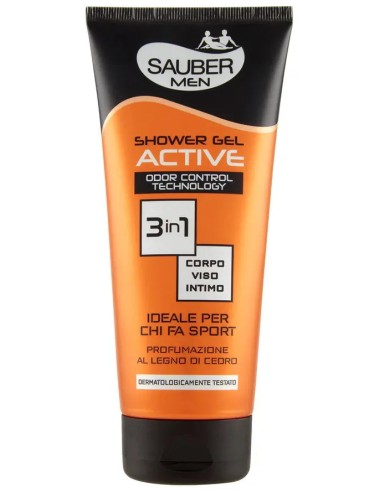 sauber men shower gel active odour control - 200ml - 3in1 corpo viso intimo: tuttocasashop.it: igiene e cura della persona