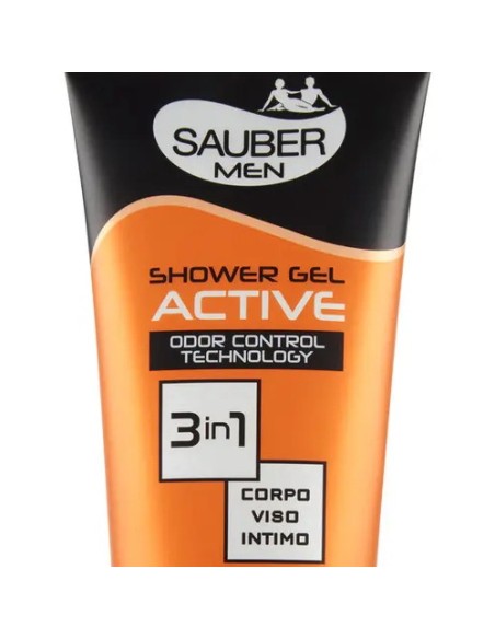 sauber men shower gel active odour control - 200ml - 3in1 corpo viso intimo: tuttocasashop.it: igiene e cura della persona
