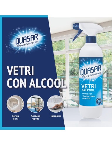 quasar vetri detergente spray - 680ml - con erogatore - con alcool: tuttocasashop.it: pulizia e cura della casa