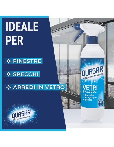 quasar vetri detergente spray - 680ml - con erogatore - con alcool: tuttocasashop.it: pulizia e cura della casa