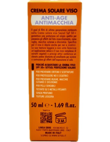 seysol crema solare viso 50ml anti-age antimacchia - spf 50+ - molto alta: tuttocasashop.it: igiene e cura della persona