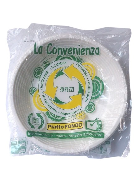20 piatti monouso plastica bianchi extra rigidi diametro 20.5cm - fondi: tuttocasashop.it: carta & monouso