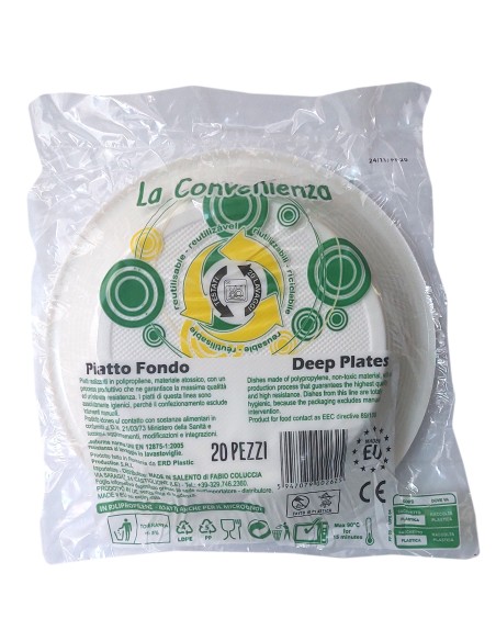 20 piatti monouso plastica bianchi extra rigidi diametro 20.5cm - fondi: tuttocasashop.it: carta & monouso