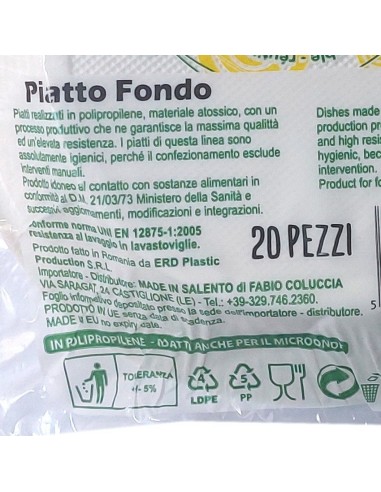 20 piatti monouso plastica bianchi extra rigidi diametro 20.5cm - fondi: tuttocasashop.it: carta & monouso