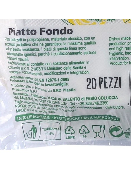 20 piatti monouso plastica bianchi extra rigidi diametro 20.5cm - fondi: tuttocasashop.it: carta & monouso
