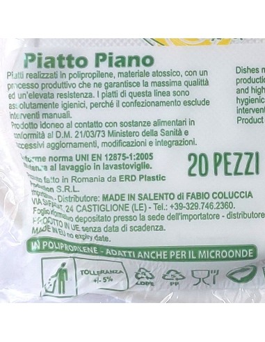 20 piatti monouso plastica bianchi extra rigidi diametro 20.5cm - piani: tuttocasashop.it: carta & monouso