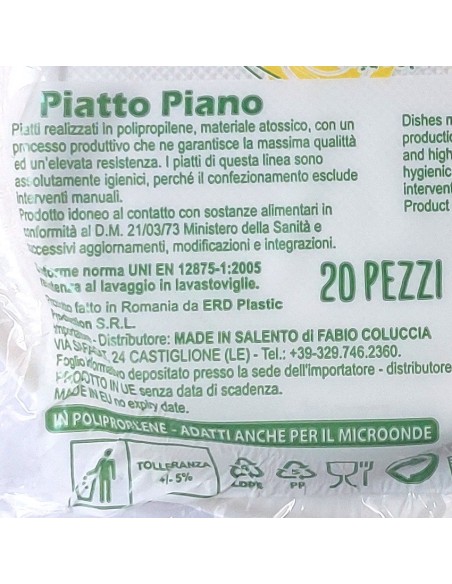 20 piatti monouso plastica bianchi extra rigidi diametro 20.5cm - piani: tuttocasashop.it: carta & monouso