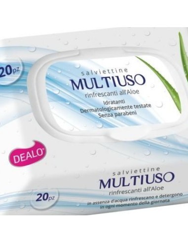 dealo 20 salviettine umidificate profumate multiuso - rinfrescanti aloe vera: tuttocasashop.it: igiene e cura della persona