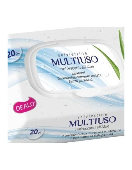 dealo 20 salviettine umidificate profumate multiuso - rinfrescanti aloe vera: tuttocasashop.it: igiene e cura della persona