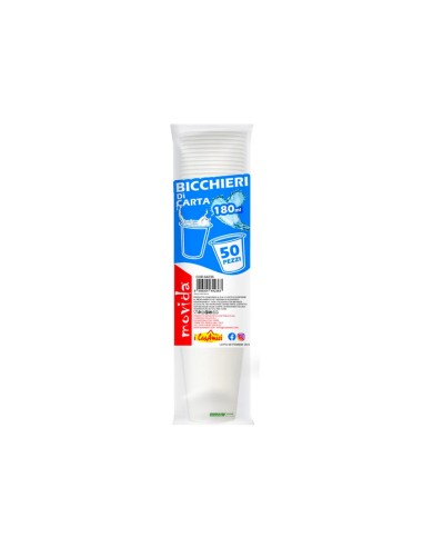 movida bicchieri in cartoncino - 180ml - 50 pezzi - bianco: tuttocasashop.it: carta & monouso