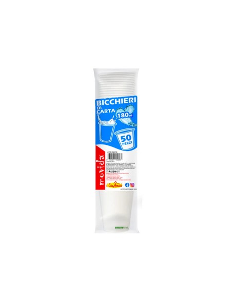 movida bicchieri in cartoncino - 180ml - 50 pezzi - bianco: tuttocasashop.it: carta & monouso