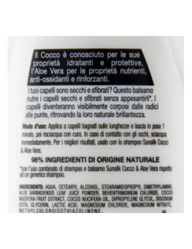 sunsilk balsamo 200ml cocco e aloe vera - per capelli secchi e sfibrati: tuttocasashop.it: igiene e cura della persona
