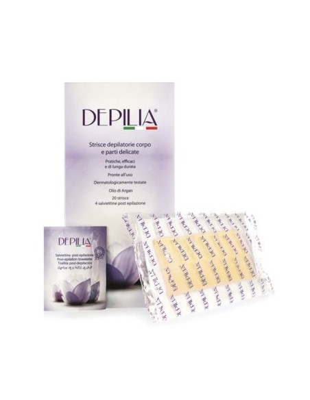 depilia 20 strisce delipatori corpo e parti delicate + 4 salviette post epil: tuttocasashop.it: igiene e cura della persona