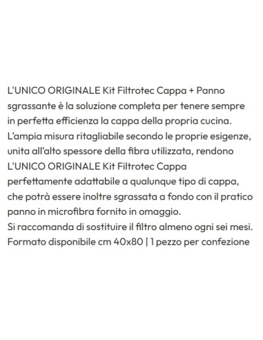 l'unico filtro cappa kit filtrotec - 80x40cm - con panno sgrassante: tuttocasashop.it: altro - bazar