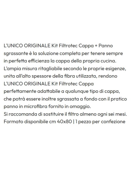 l'unico filtro cappa kit filtrotec - 80x40cm - con panno sgrassante: tuttocasashop.it: altro - bazar