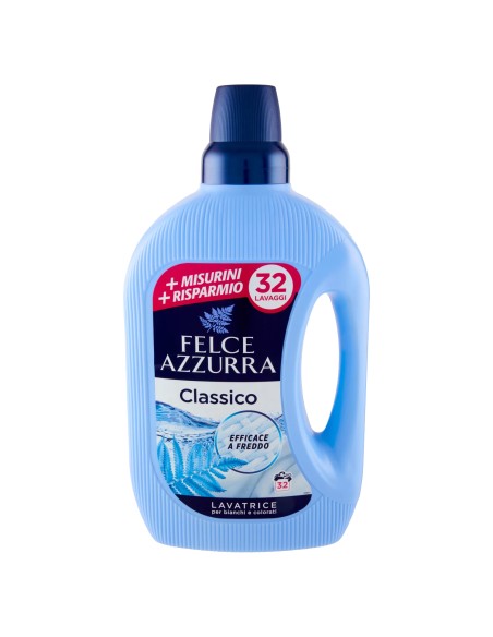 felce azzurra detersivo lavatrice liquido - 32 lavaggi - 1595ml - classico: tuttocasashop.it: prodotti per bucato e tessuti