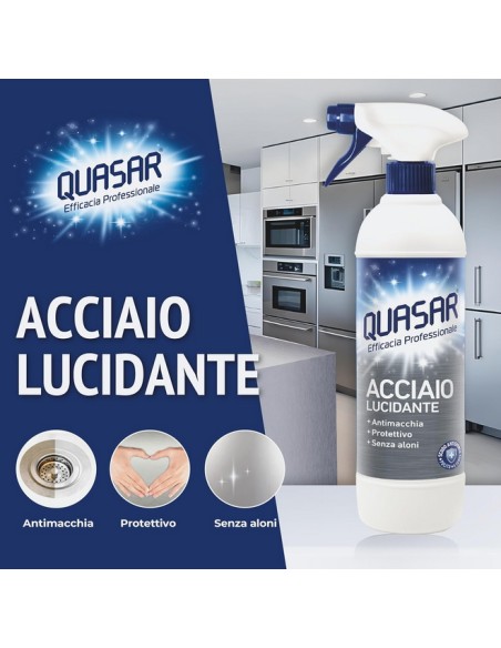 quasar acciaio detergente spray - 680ml - con erogatore: tuttocasashop.it: pulizia e cura della casa