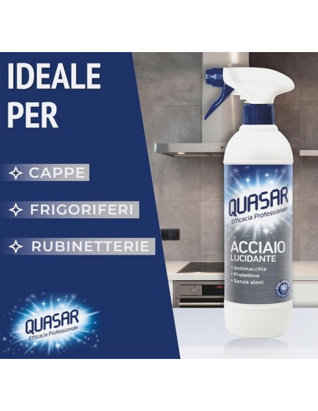 quasar acciaio detergente spray - 680ml - con erogatore: tuttocasashop.it: pulizia e cura della casa