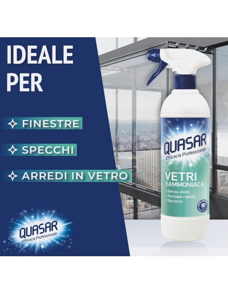quasar vetri detergente spray - 680ml erogatore - con ammoniaca: tuttocasashop.it: pulizia e cura della casa