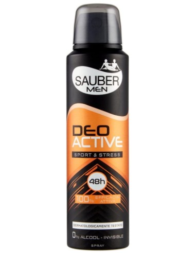 sauber deodorante spray 150ml - men deo active sport & stress 48h no alcool: tuttocasashop.it: igiene e cura della persona