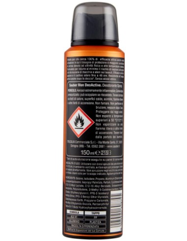 sauber deodorante spray 150ml - men deo active sport & stress 48h no alcool: tuttocasashop.it: igiene e cura della persona