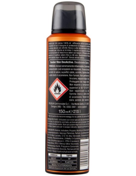 sauber deodorante spray 150ml - men deo active sport & stress 48h no alcool: tuttocasashop.it: igiene e cura della persona