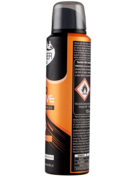 sauber deodorante spray 150ml - men deo active sport & stress 48h no alcool: tuttocasashop.it: igiene e cura della persona
